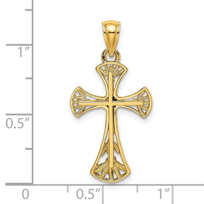 14K Gelbgold Kreuz-Charm mit Ausschnitten und abgerundeten Kanten