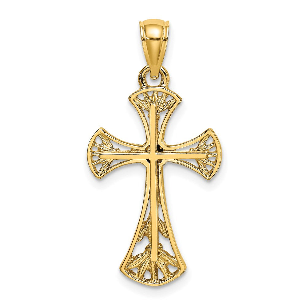 14K Gelbgold Kreuz-Charm mit Ausschnitten und abgerundeten Kanten