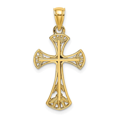 14K Gelbgold Kreuz-Charm mit Ausschnitten und abgerundeten Kanten