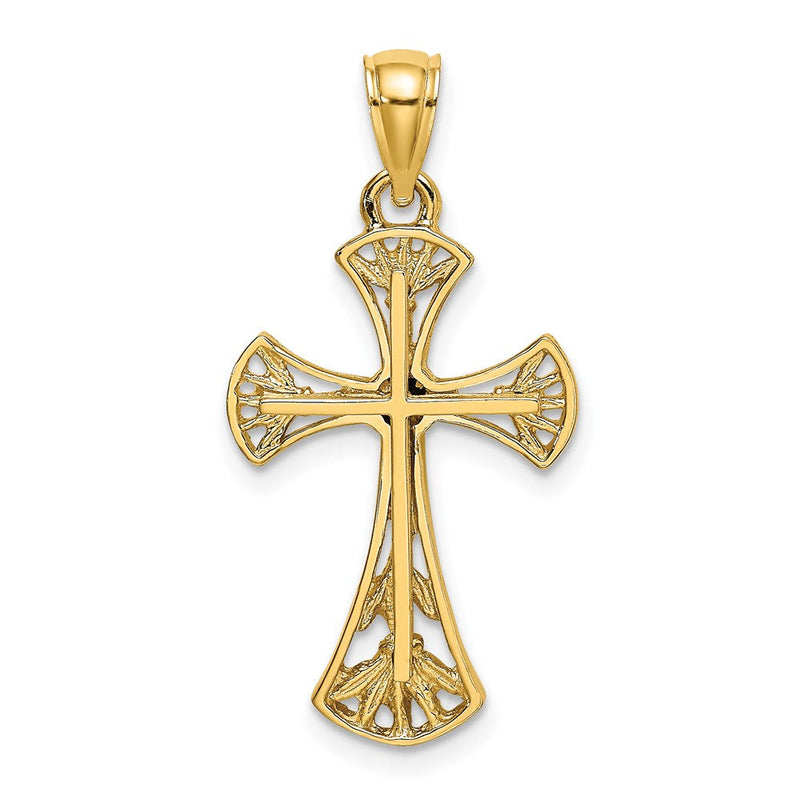 14K Gelbgold Kreuz-Charm mit Ausschnitten und abgerundeten Kanten