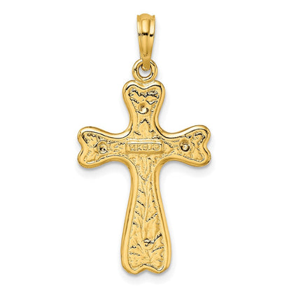 14K Gelbgold Kreuz mit Herz Geformt Ends Charm
