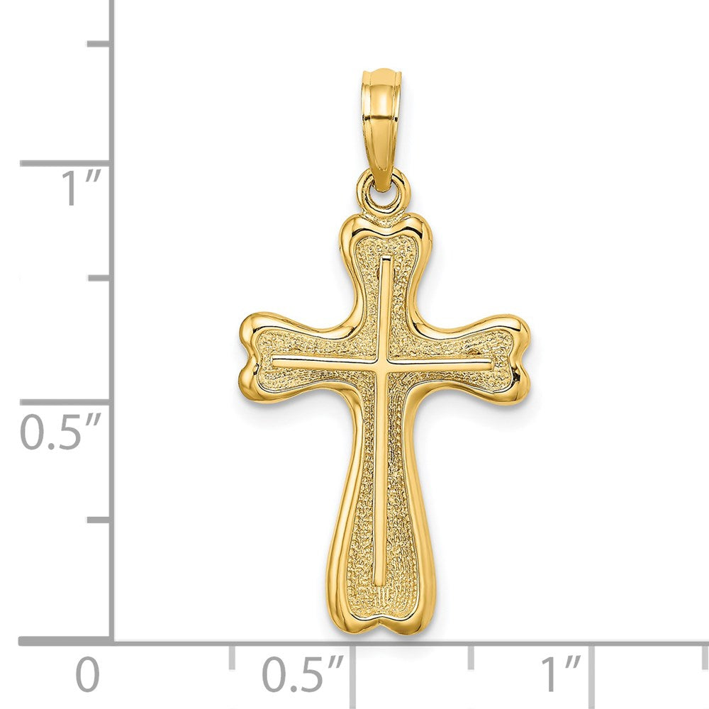 14K Gelbgold Kreuz mit Herz Geformt Ends Charm