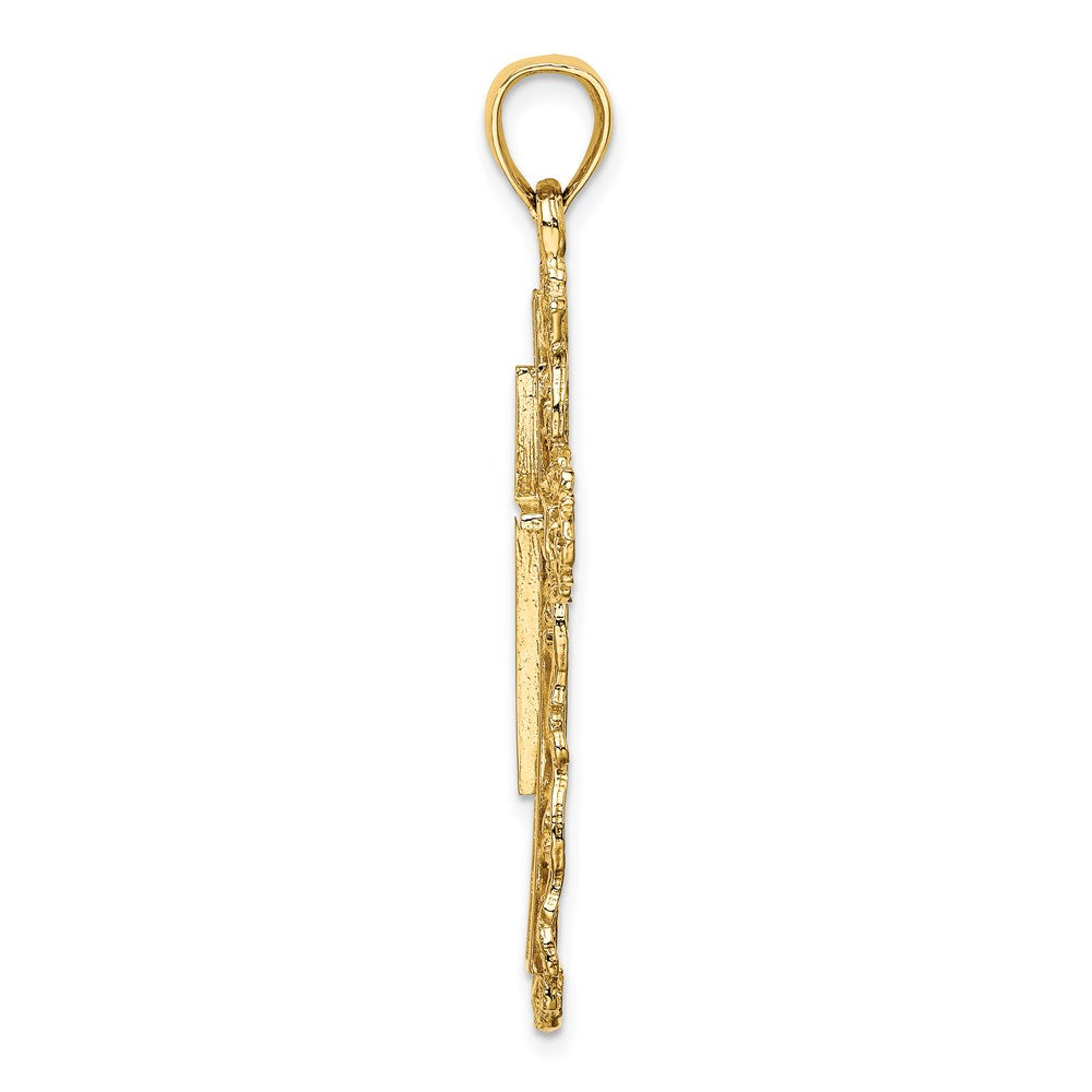 14K Gelbgold Kreuz mit Lace Zierde Charm