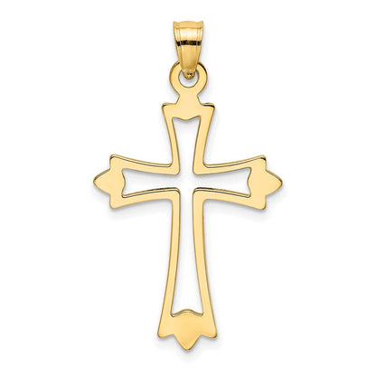14K Gelbgold Poliert und Ausgeschnitten Kreuz Charm