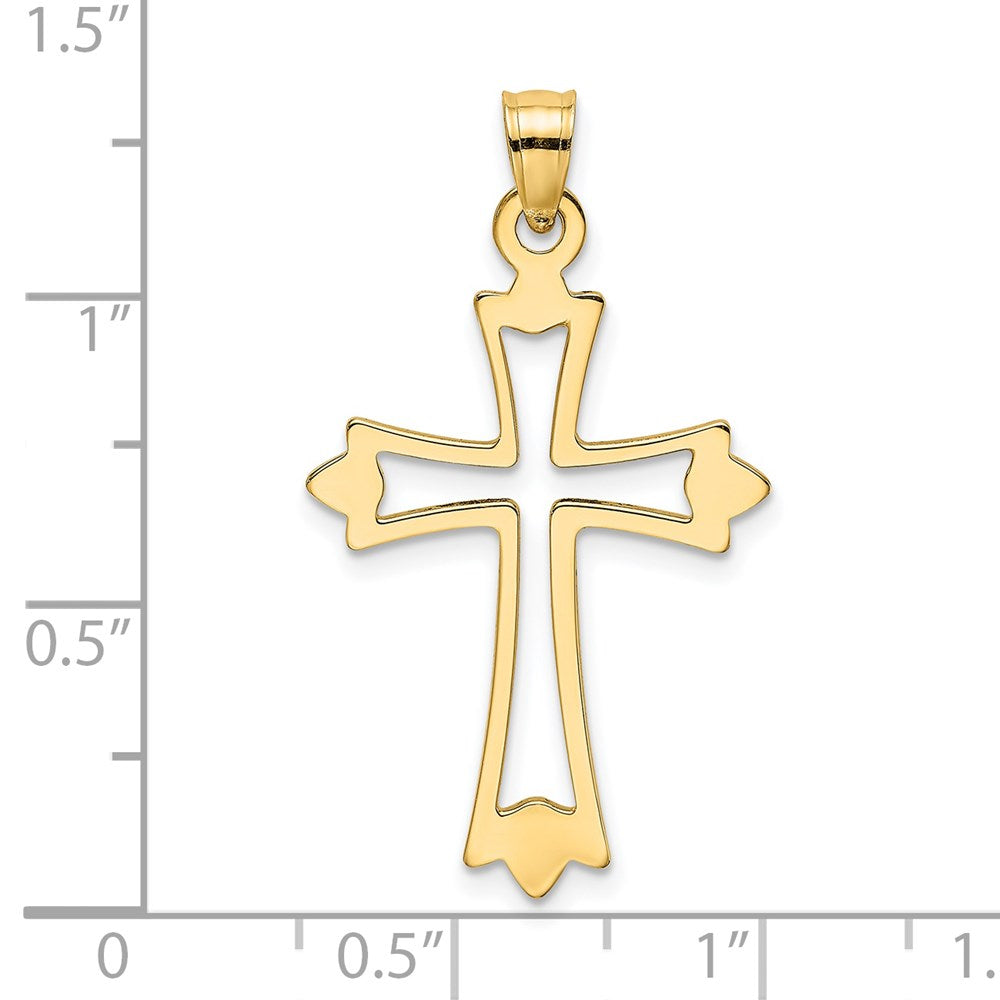 14K Gelbgold Poliert und Ausgeschnitten Kreuz Charm