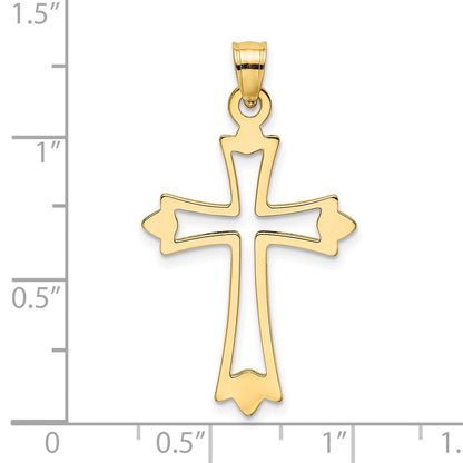 14K Gelbgold Poliert und Ausgeschnitten Kreuz Charm