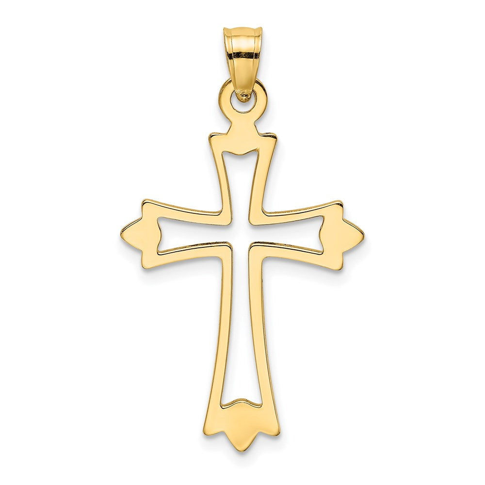 14K Gelbgold Poliert und Ausgeschnitten Kreuz Charm