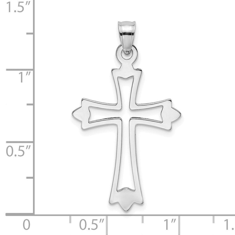 14K Weißgold Poliert und Ausgeschnitten Kreuz Charm
