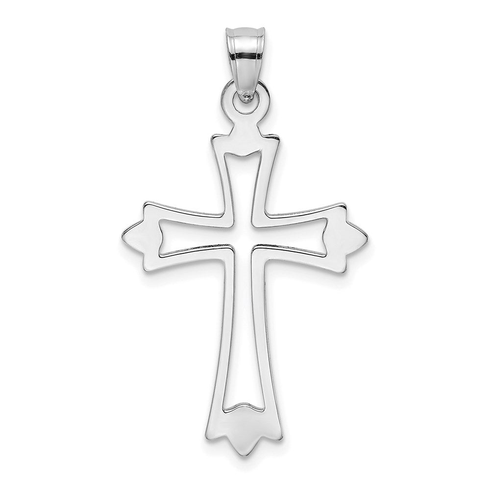 14K Weißgold Poliert und Ausgeschnitten Kreuz Charm