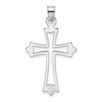 14K Weißgold Poliert und Ausgeschnitten Kreuz Charm