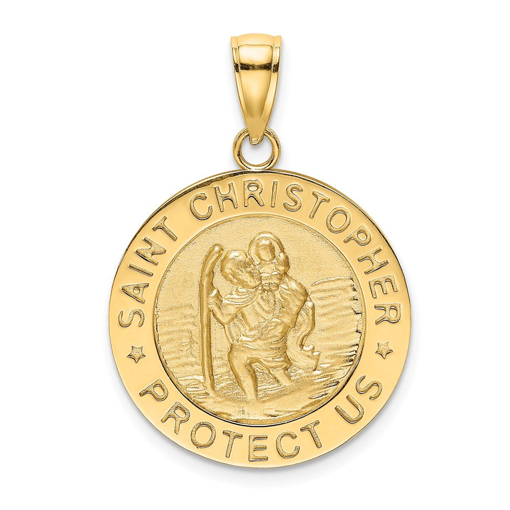 14K Gelbgold Poliert / Satiniert Saint Christopher Medaille Charm