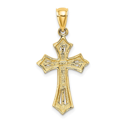 14K Gelbgold Kreuz-Charm mit Perlrand