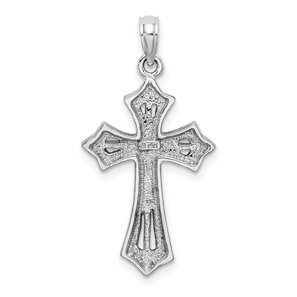14K Weißgold Kreuz-Charm mit Perlrand