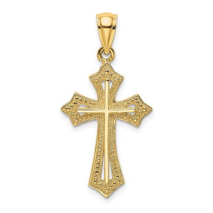 14K Gelbgold Kreuz-Charm mit Perlrand