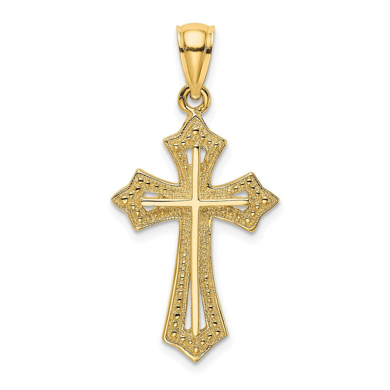 14K Gelbgold Kreuz-Charm mit Perlrand