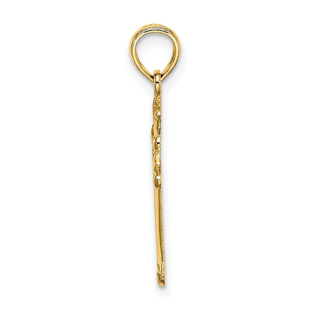 14K Gelbgold Ausgeschnitten Kreuz Charm