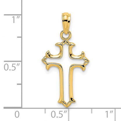 14K Gelbgold Ausgeschnitten Kreuz Charm