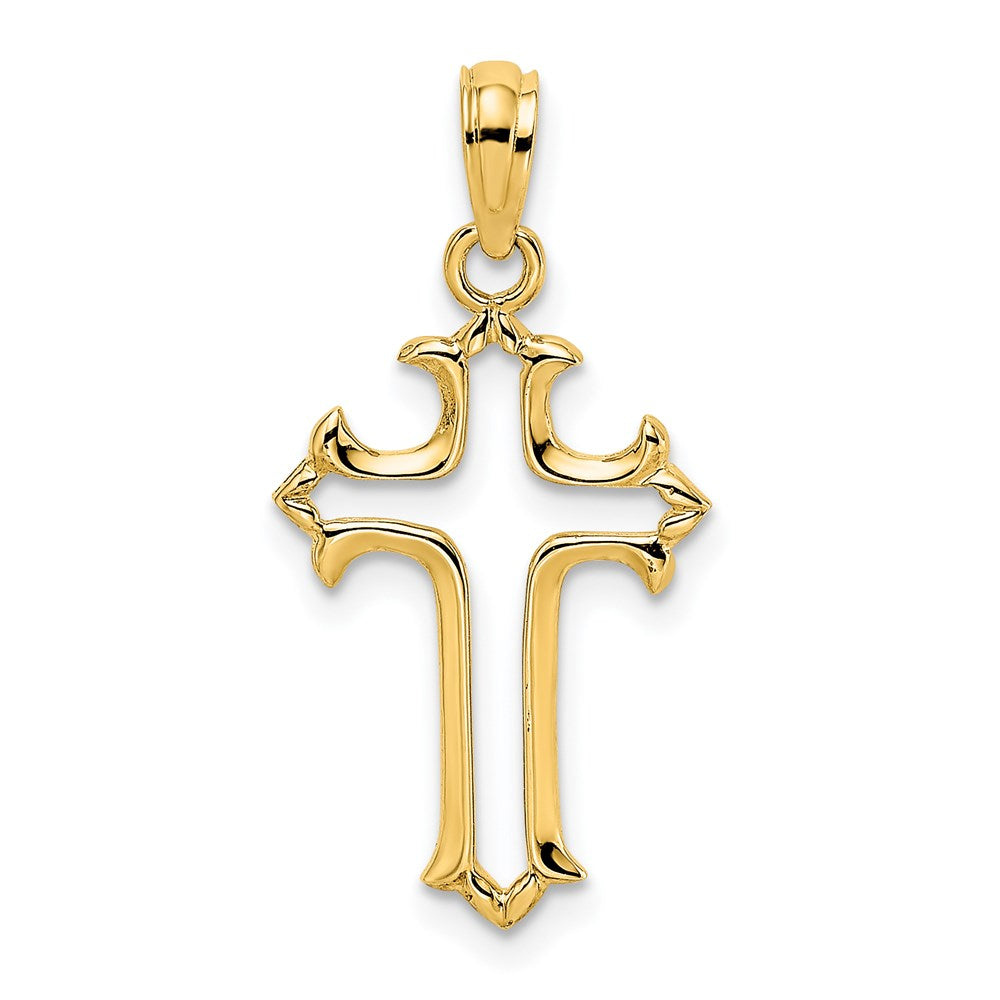 14K Gelbgold Ausgeschnitten Kreuz Charm