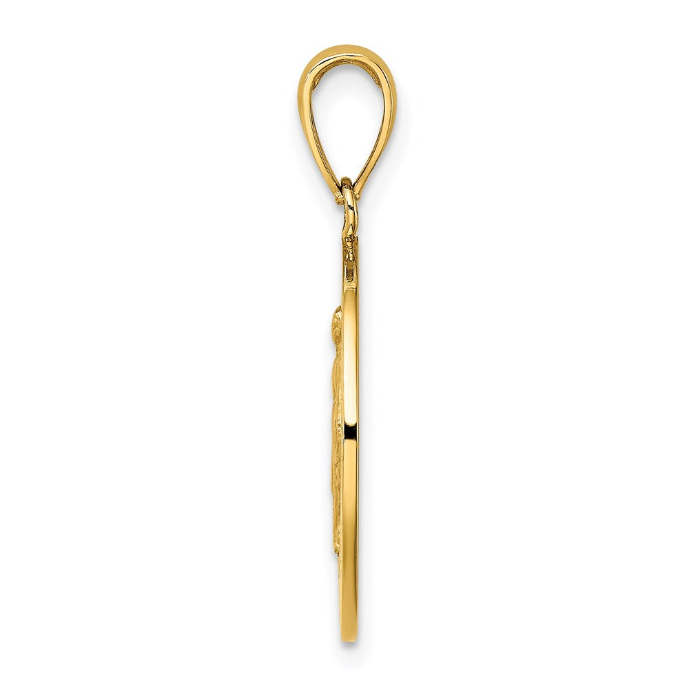 14K Gelbgold Polierter und Satinierter Wundertätige-Medaille-Charm