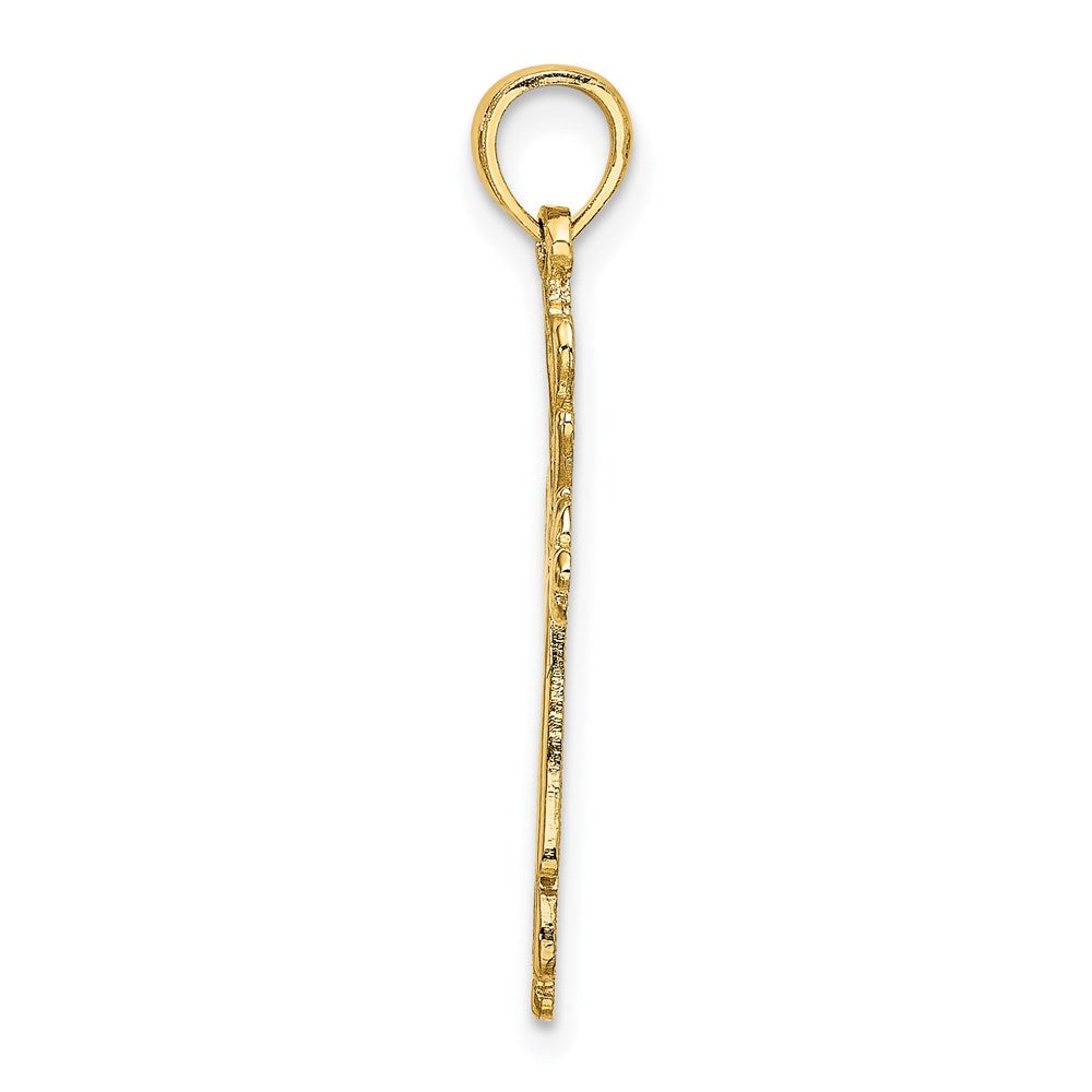 14K Gelbgold Kreuz Ausgeschnitten mit Herz Ends Charm
