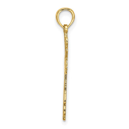 14K Gelbgold Kreuz Ausgeschnitten mit Herz Ends Charm
