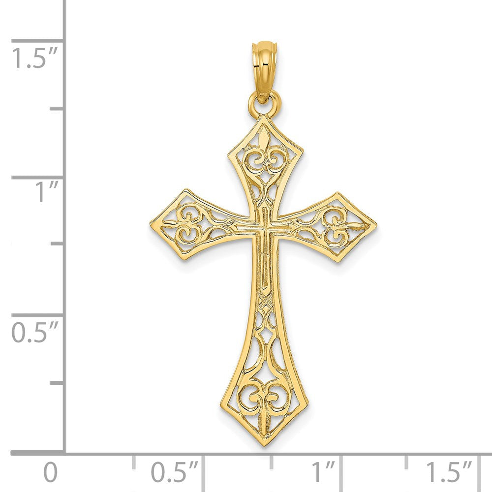 14K Gelbgold Filigran Kreuz Charm