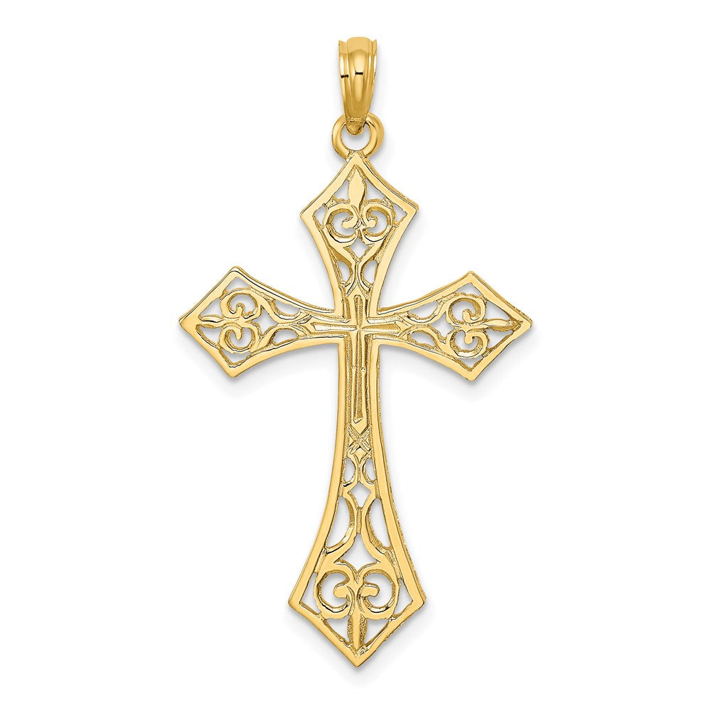 14K Gelbgold Filigran Kreuz Charm