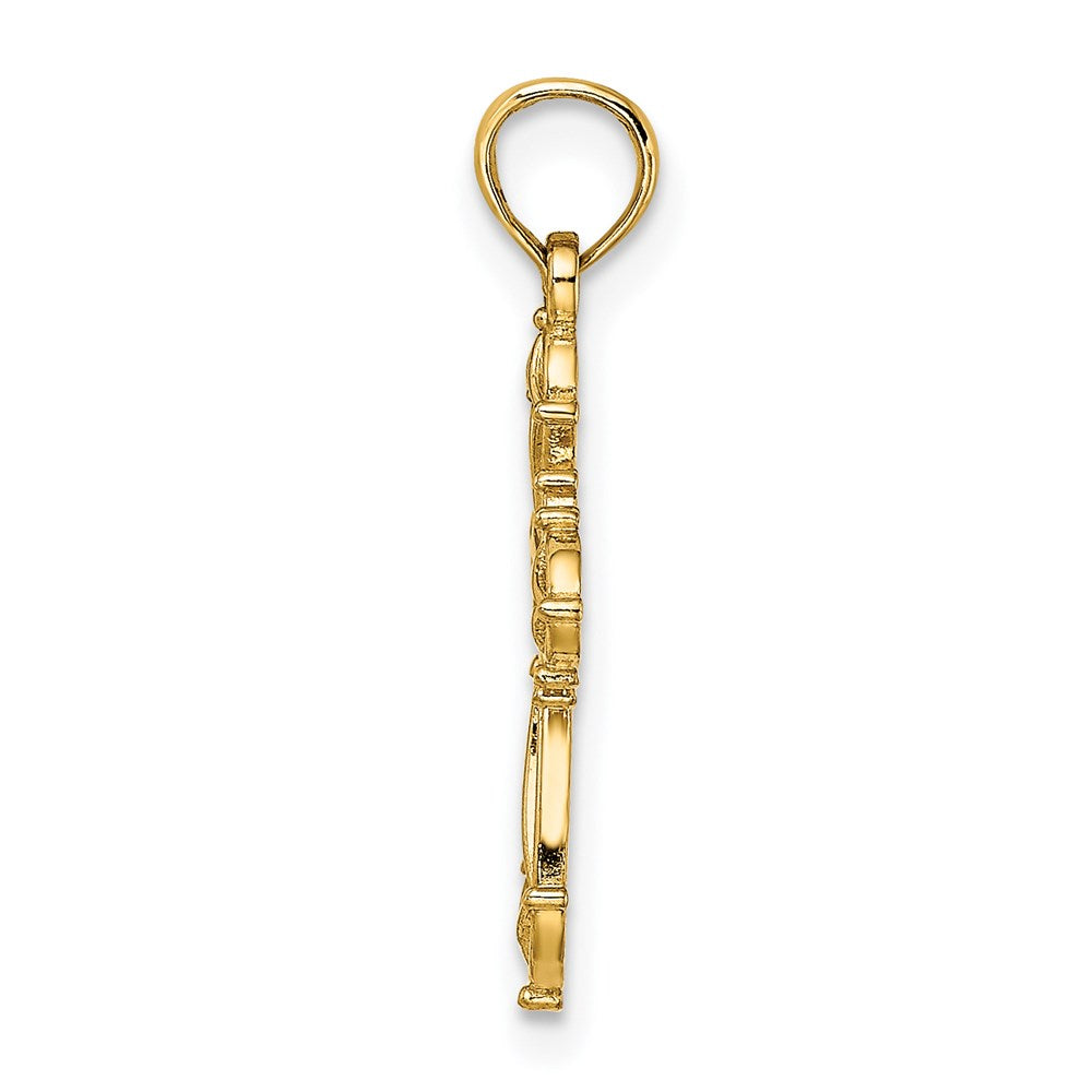 14K Gelbgold Ausgeschnitten Fantasie Kreuz Charm