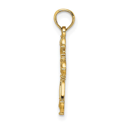 14K Gelbgold Ausgeschnitten Fantasie Kreuz Charm