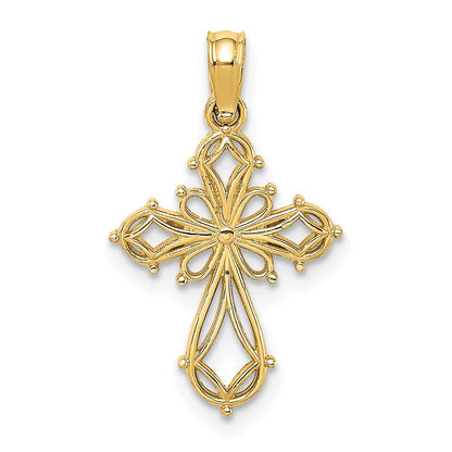 14K Gelbgold Ausgeschnitten Fantasie Kreuz Charm