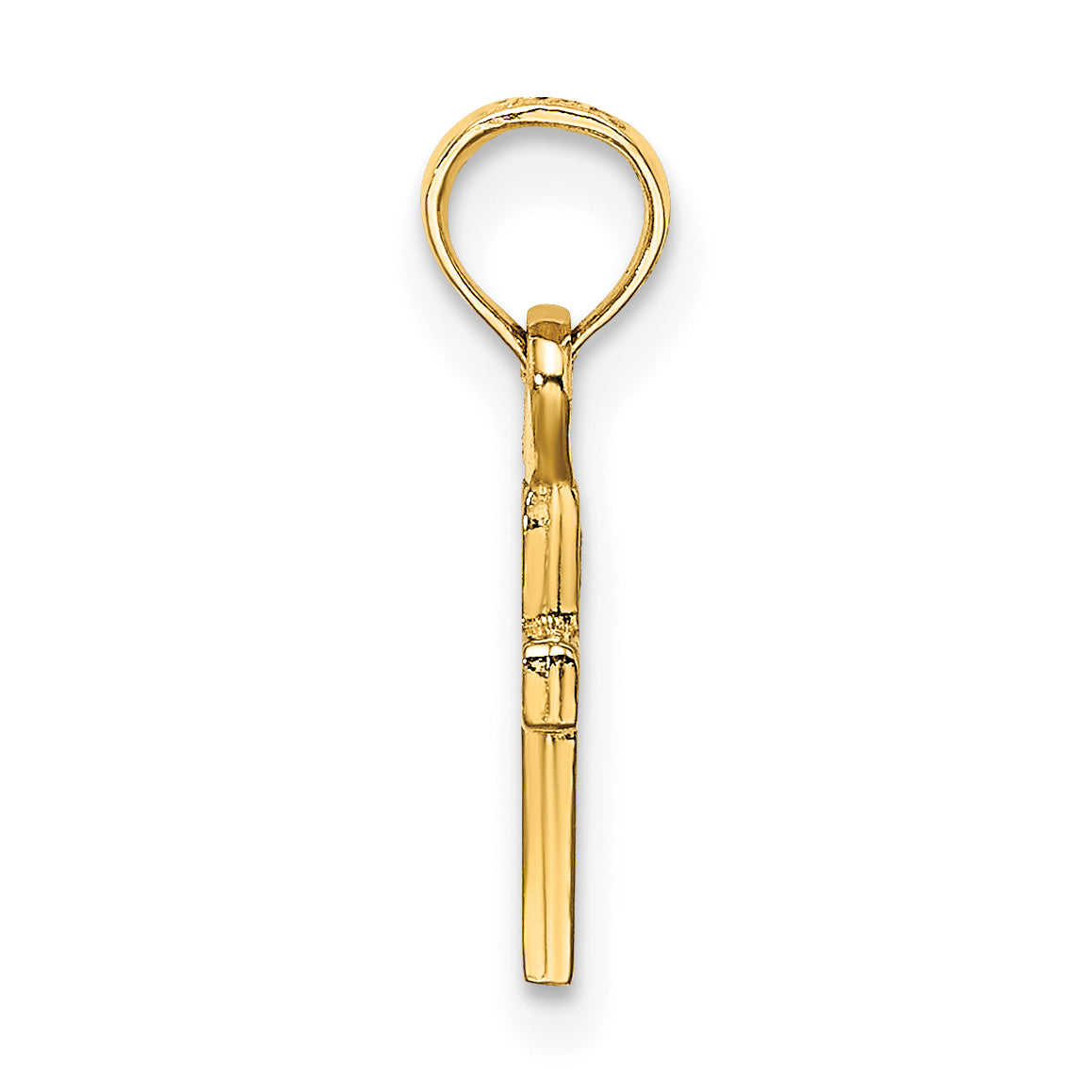 14K Gelbgold 3-d und Poliert Mini Kreuz Charm