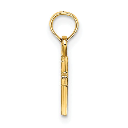 14K Gelbgold 3-d und Poliert Mini Kreuz Charm