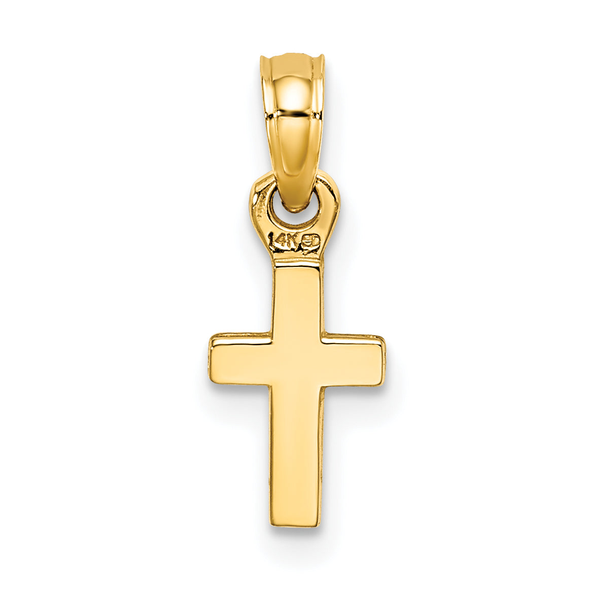 14K Gelbgold 3-d und Poliert Mini Kreuz Charm