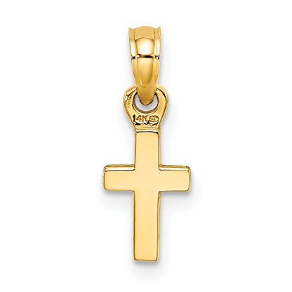 14K Gelbgold 3-d und Poliert Mini Kreuz Charm