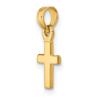 14K Gelbgold 3-d und Poliert Mini Kreuz Charm