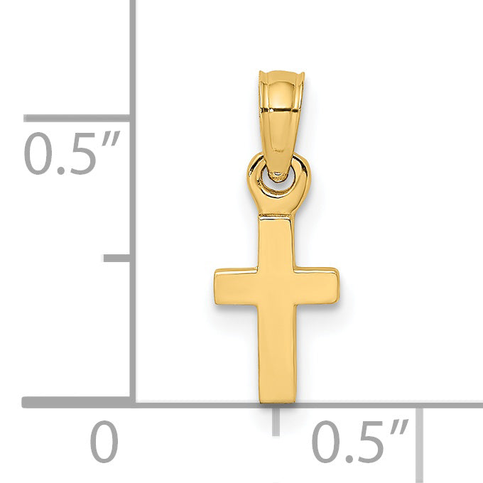 14K Gelbgold 3-d und Poliert Mini Kreuz Charm