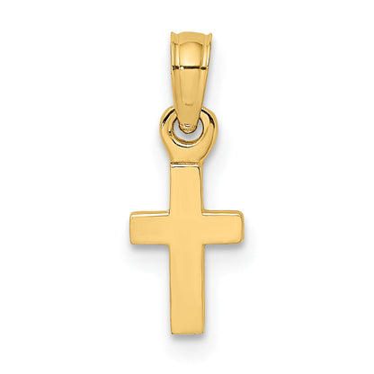 14K Gelbgold 3-d und Poliert Mini Kreuz Charm