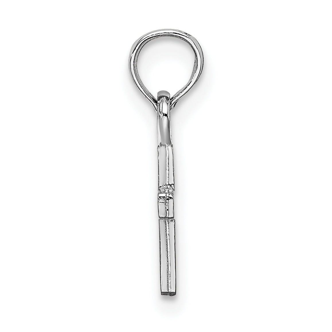 14K Weißgold 3-d und Poliert Mini Kreuz Charm