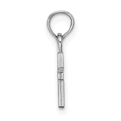 14K Weißgold 3-d und Poliert Mini Kreuz Charm