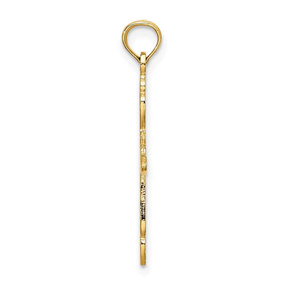 14K Gelbgold Poliert und Ausgeschnitten Kreuz Charm
