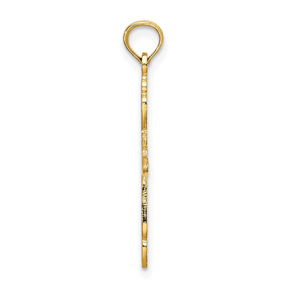 14K Gelbgold Poliert und Ausgeschnitten Kreuz Charm