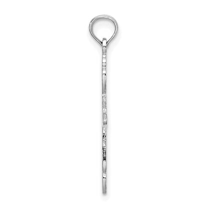 14K Weißgold Poliert und Ausgeschnitten Kreuz Charm