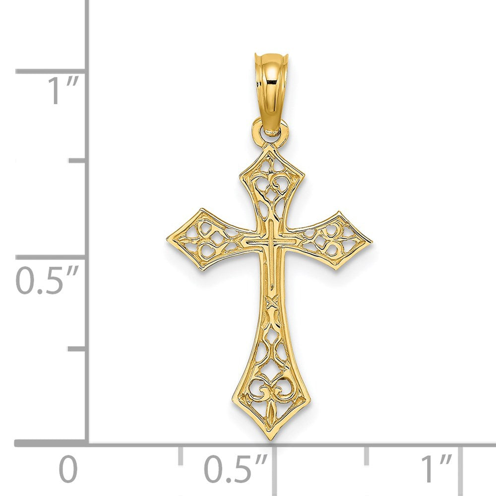 14K Gelbgold Filigran Kreuz Charm