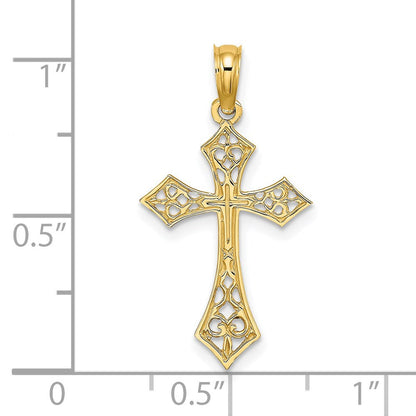 14K Gelbgold Filigran Kreuz Charm