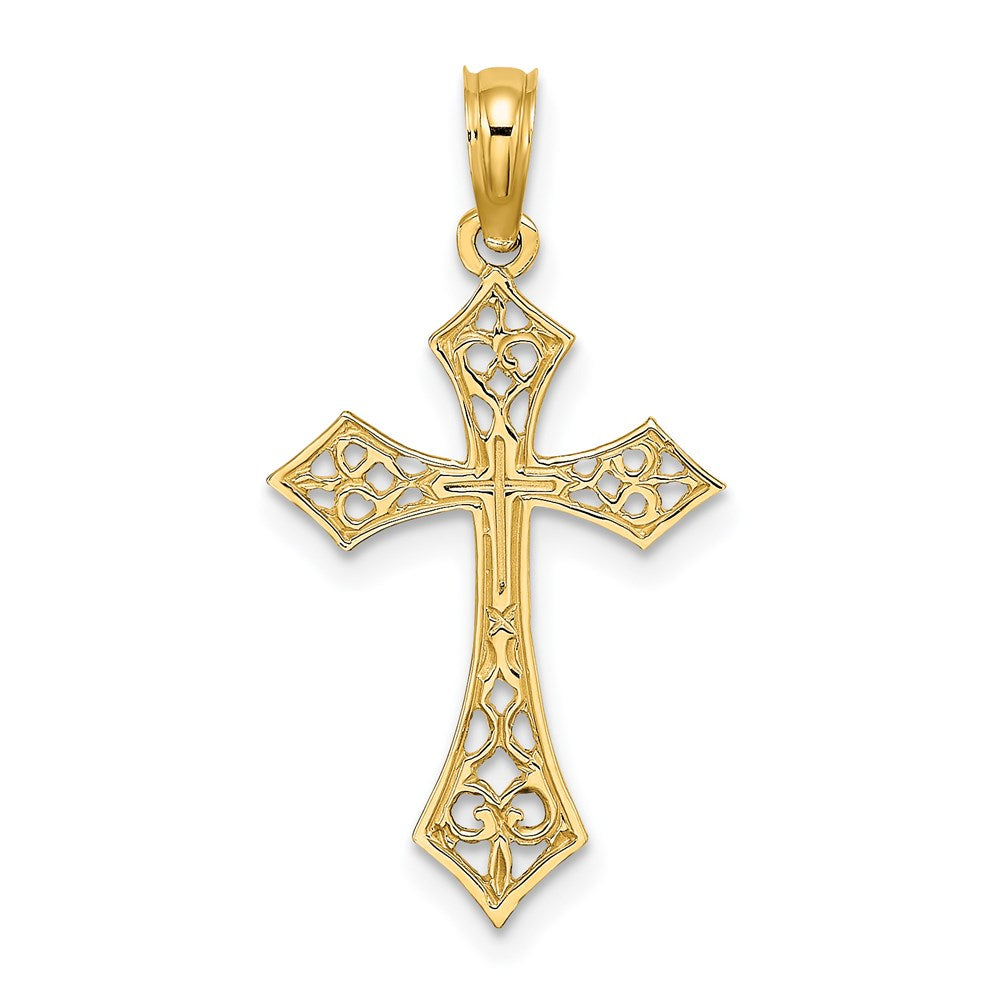 14K Gelbgold Filigran Kreuz Charm