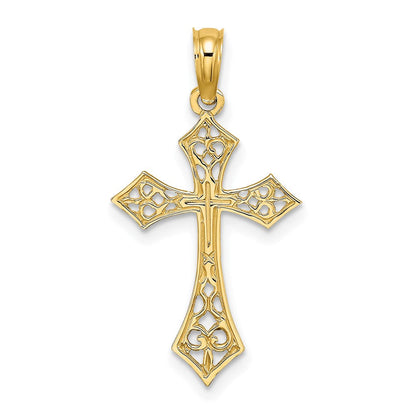 14K Gelbgold Filigran Kreuz Charm