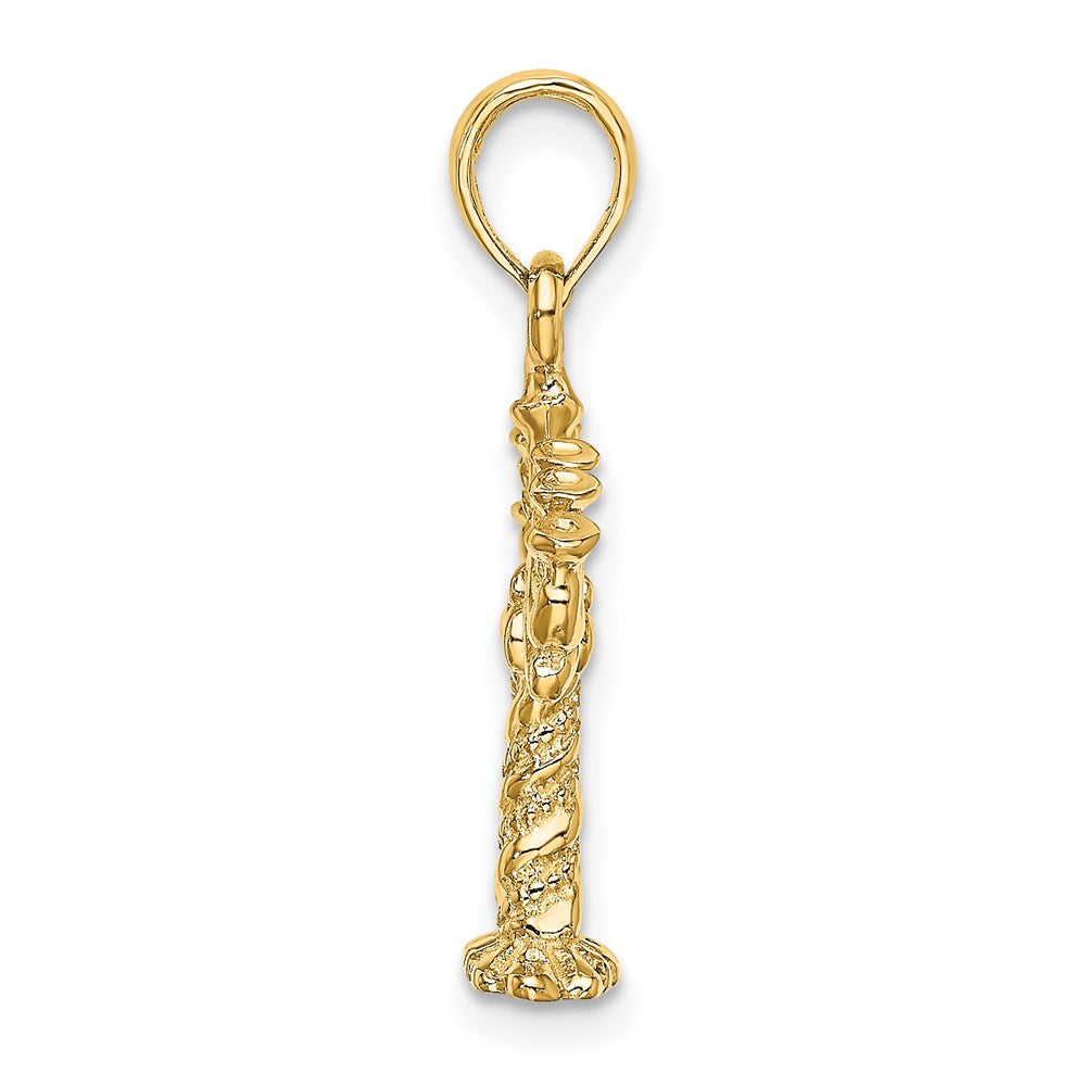 14K Gelbgold 3-D strukturierter Menora-Charm