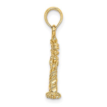 14K Gelbgold 3-D strukturierter Menora-Charm