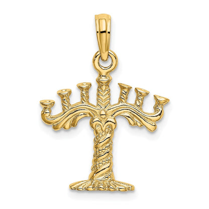 14K Gelbgold 3-D strukturierter Menora-Charm