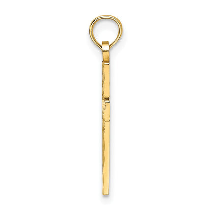 14K Gelbgold Diamantiert Block Kreuz Charm